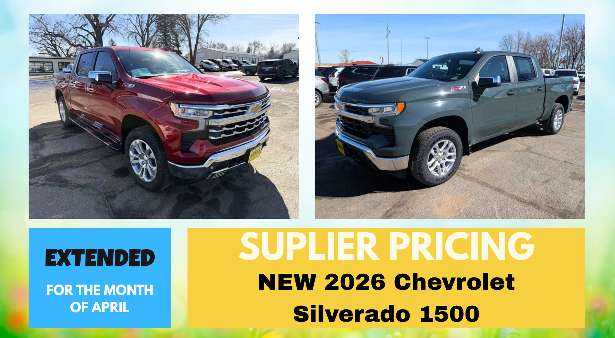 Supplier pricing april